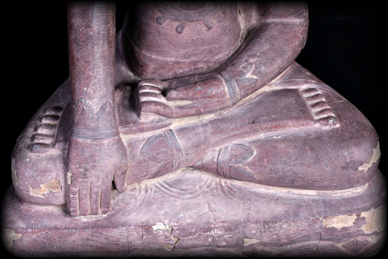 Extremely Rare 18C Wood Ava Burma Buddha #CA1075